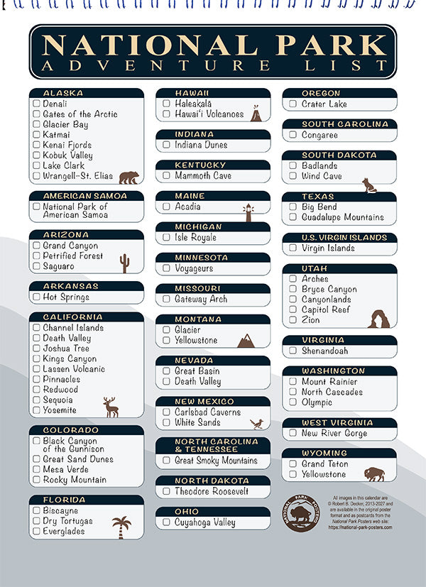 National Park Posters Calendar