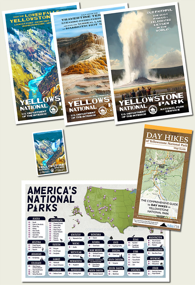 Yellowstone National Park Poster and Map Bundle