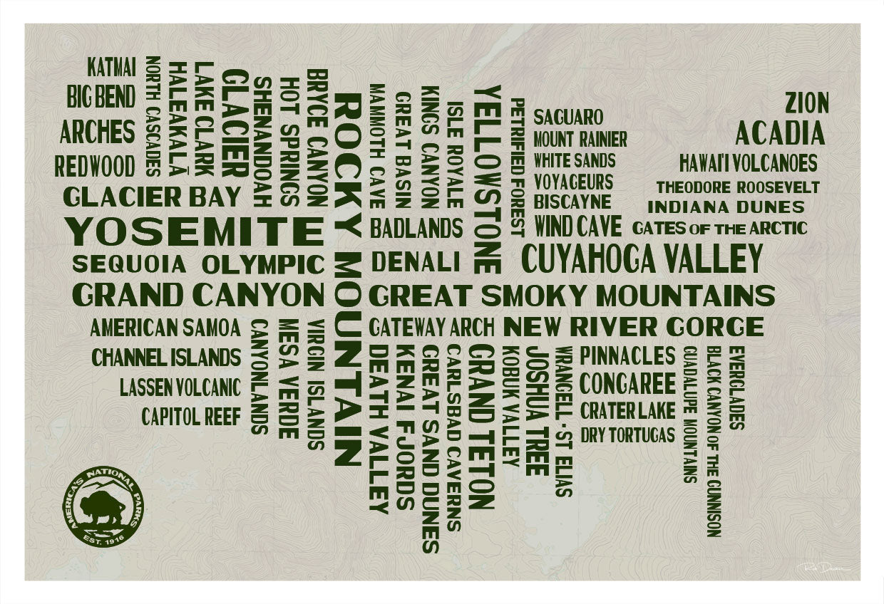 National Parks Typography Poster