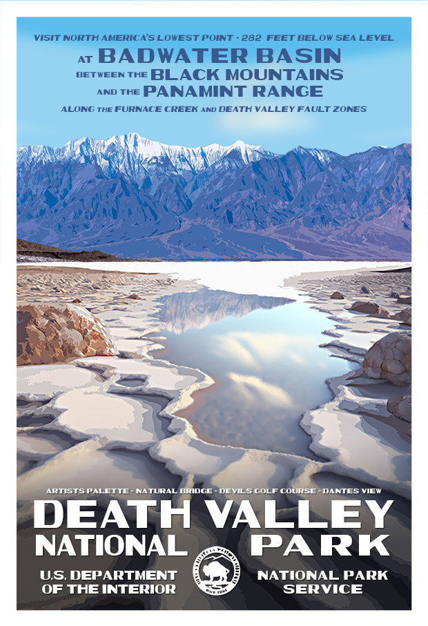 Death Valley National Park Poster | Badwater Basin WPA Art Print – National  Park Posters