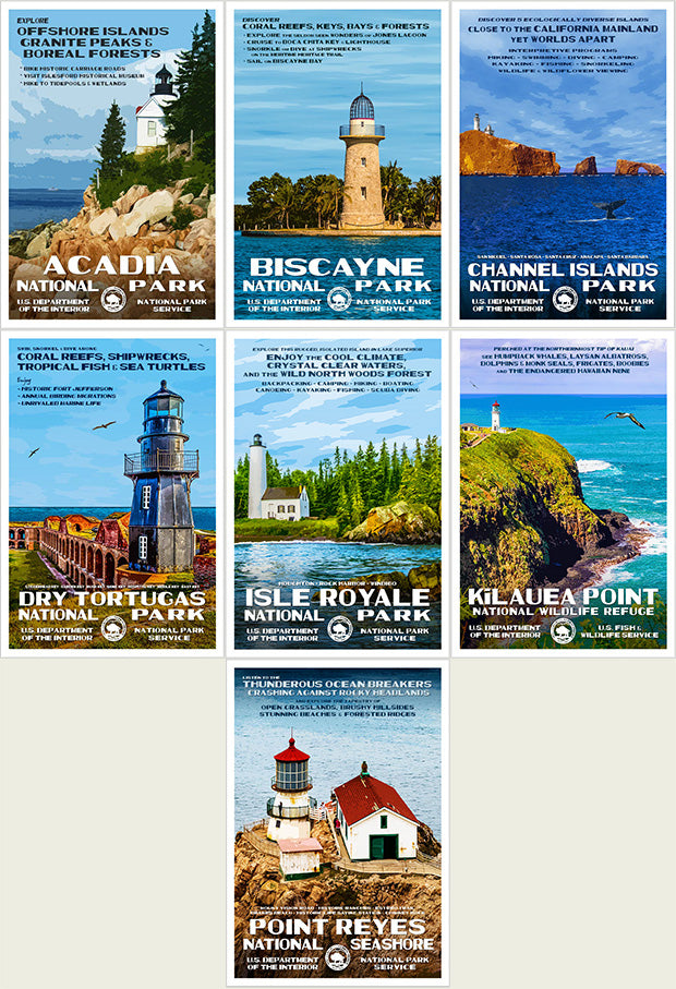Lighthouse Collection National Park Posters