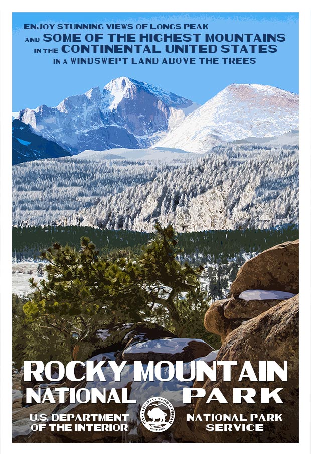 Rocky Mountain National Park Poster and Map Bundle