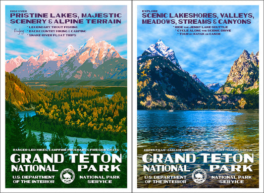 Grand Teton National Park WPA-style Posters: Embrace the Rugged Elegance of Wyoming's Wilderness