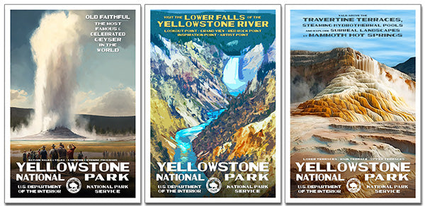 Yellowstone National Park WPA-style Posters: A Nostalgic Tribute to America's First National Park