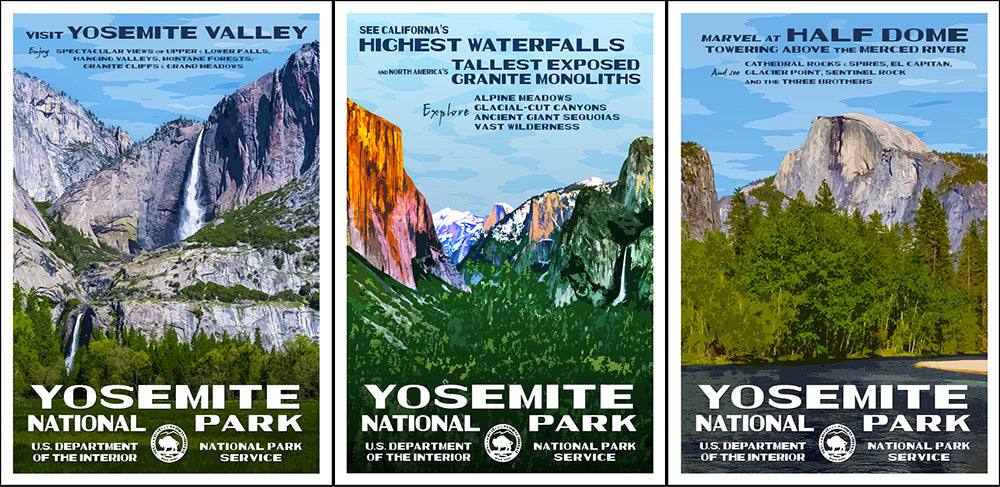 Yosemite National Park WPA-style Posters: Vintage Charm Meets California's Natural Wonders