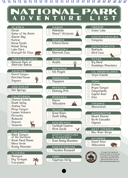 National Park Posters 2026 Calendar