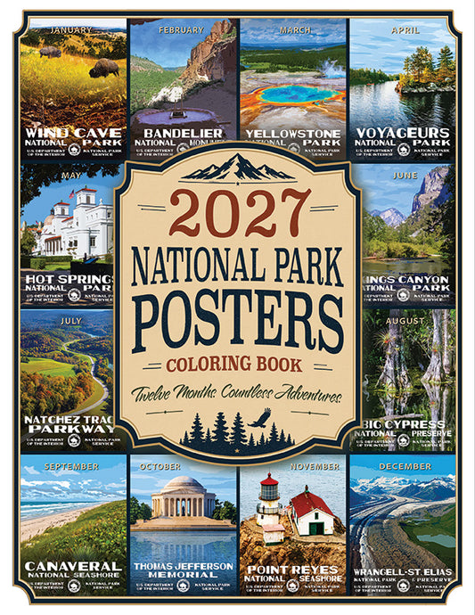 2027 National Park Posters Coloring Book