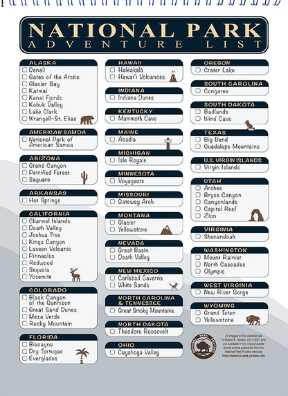 National Park Posters Calendar