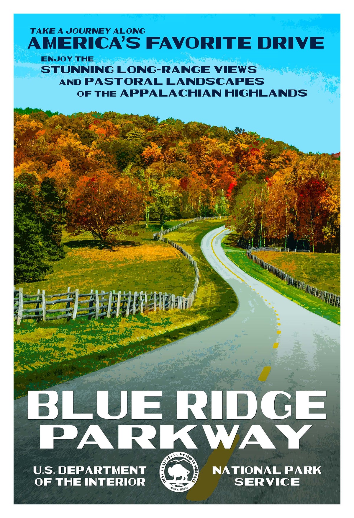 Blue Ridge Parkway Poster | WPA-Style Appalachian Wall Art | National ...