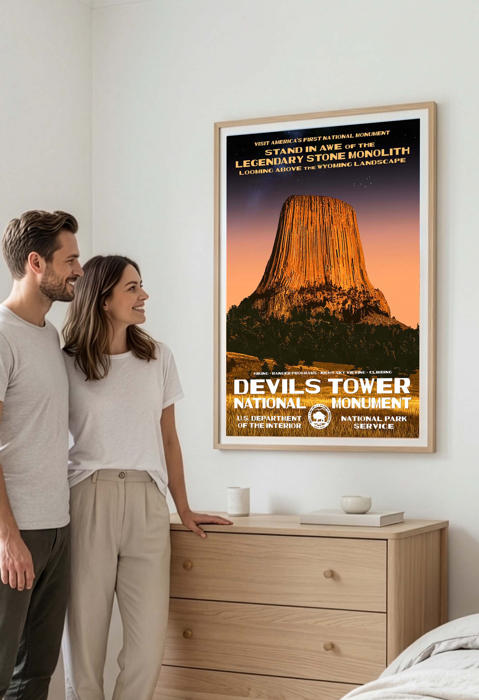 Devils Tower National Monument Poster | Wyoming WPA Wall Art