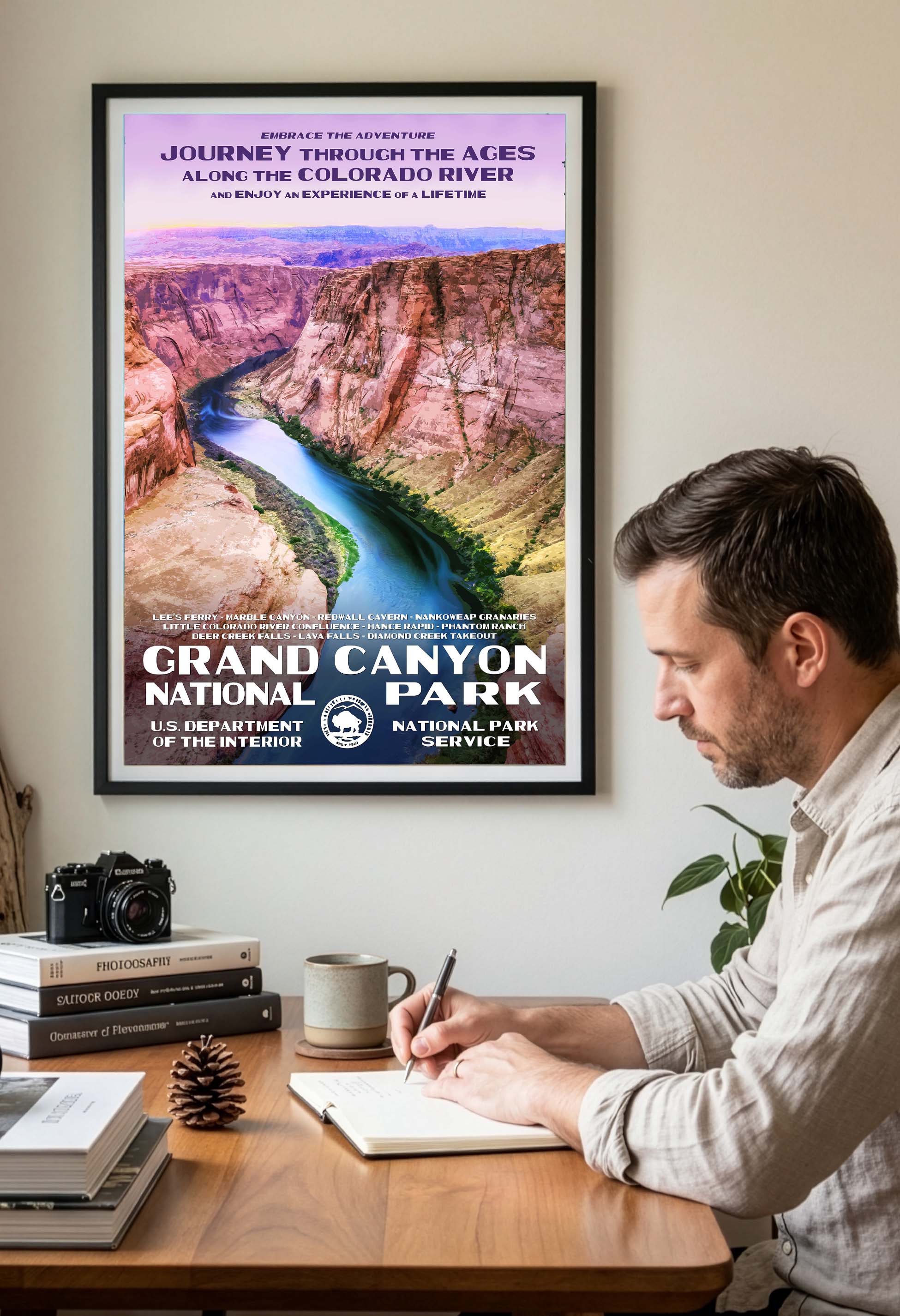 Kreative Arts Stampa Su Tela 5 Pezzi - Horseshoe Bend, Colorado River, Grand Canyon - 150x82 Cm Poster USA