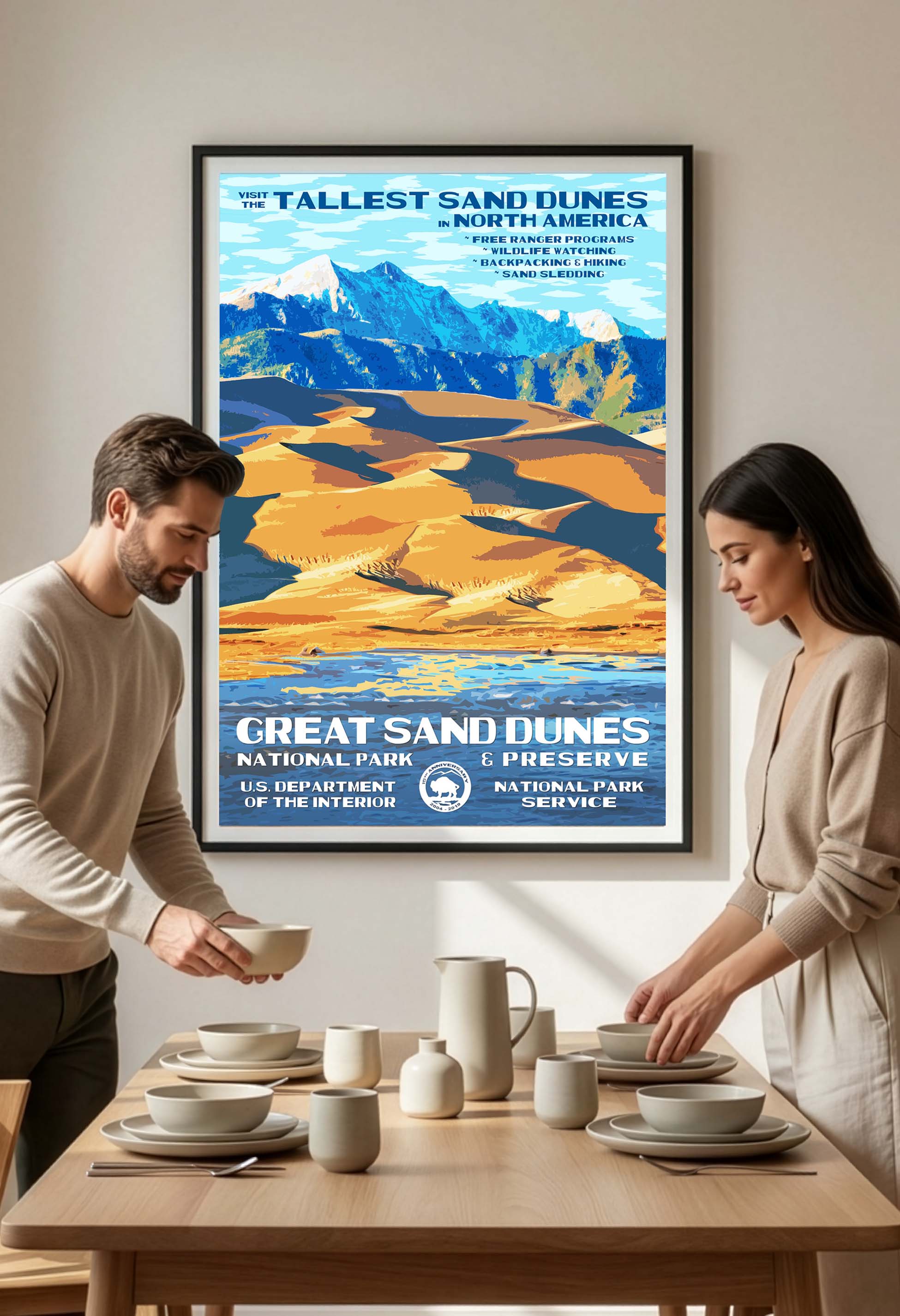 Great Sand Dunes National Park Poster - Vintage, WPA-style Wall