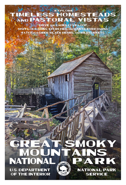 Great Smoky Mountains National Park Poster, Cades Cove