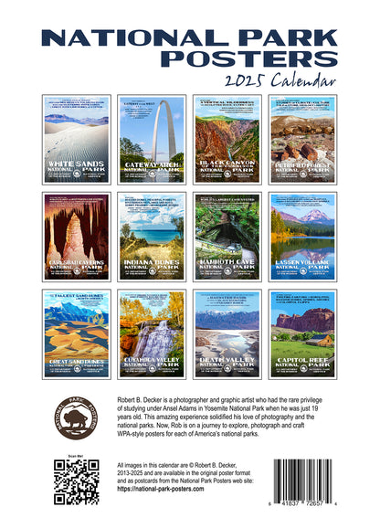 National Park Posters 2025 Calendar