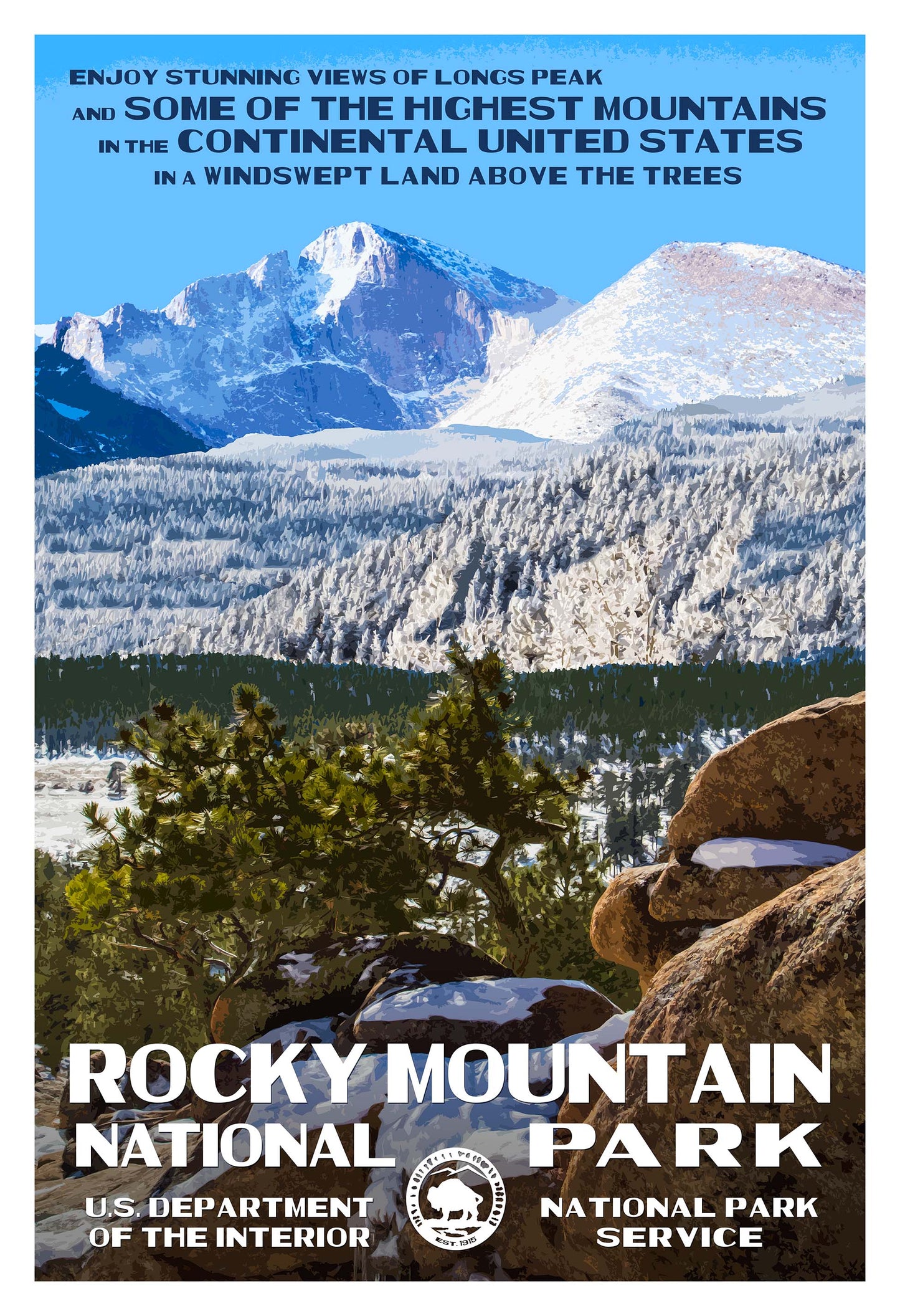 Rocky Mountain National Park Poster - Longs Peak