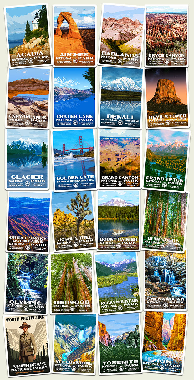 25 National Park Sticker Collection