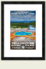 Framed poster of Grand Prismatic Spring in Yellowstone, featuring vibrant colors and park details at the bottom.
