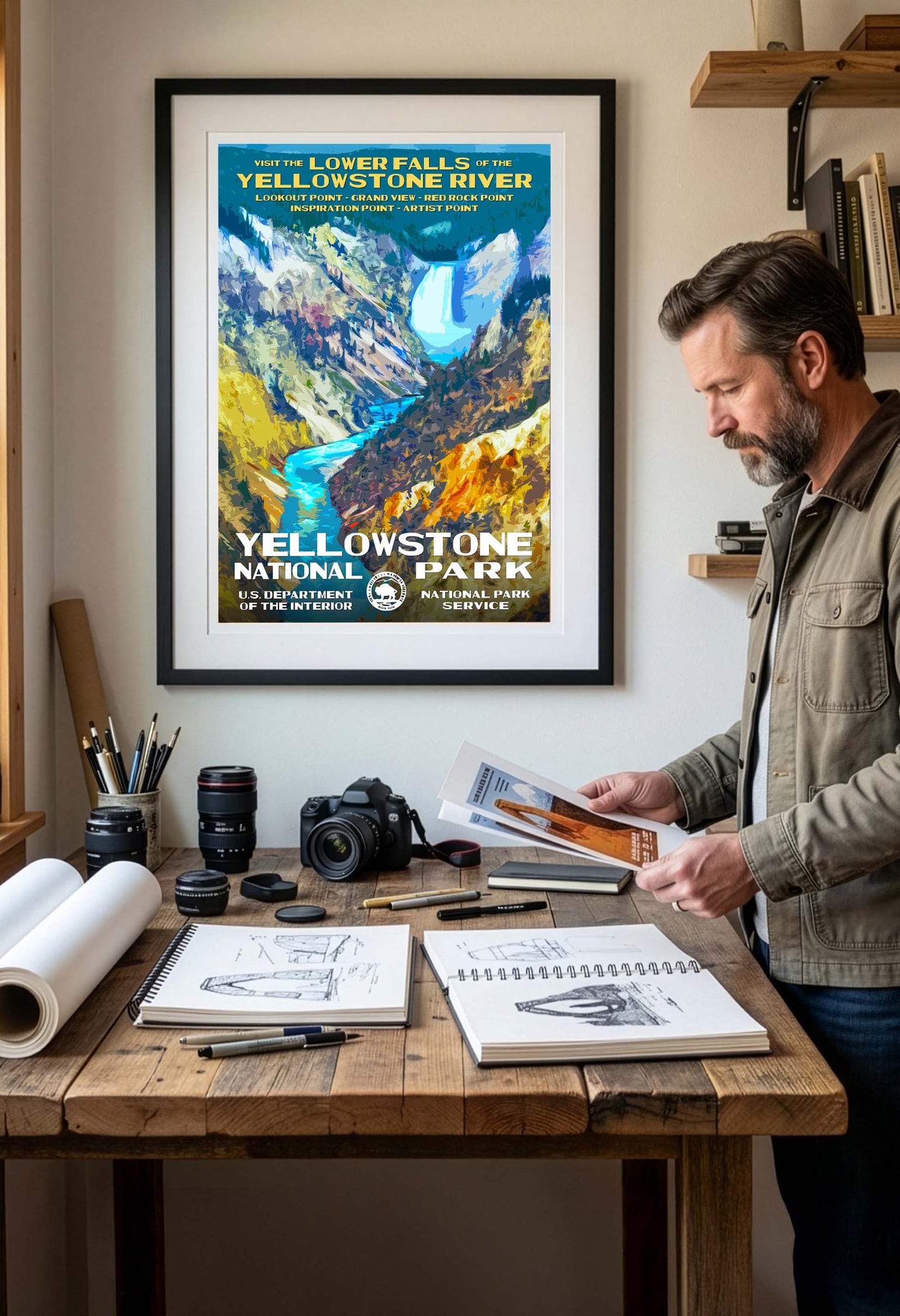 Yellowstone National Park Poster - Lower Falls