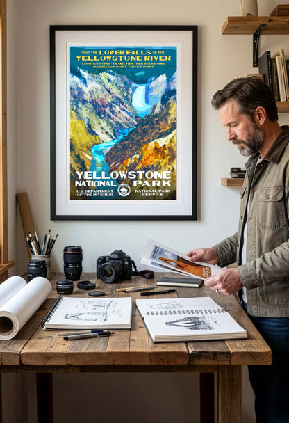 Yellowstone National Park Poster - Lower Falls