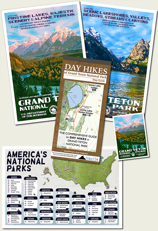 Grand Teton National Park Poster and Map Bundle