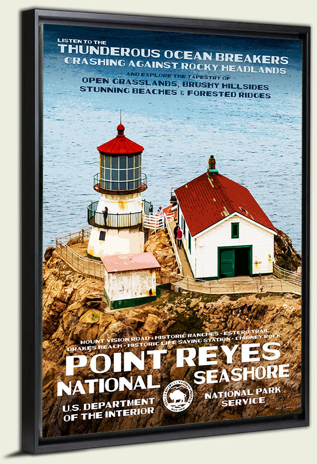 Point Reyes Poster Point Reyes National Seashore Canvas Print | Vintage WPA-Style National ...