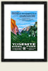 Yosemite National Park poster featuring Tunnel View with vibrant colors and text highlighting waterfalls and granite monol...