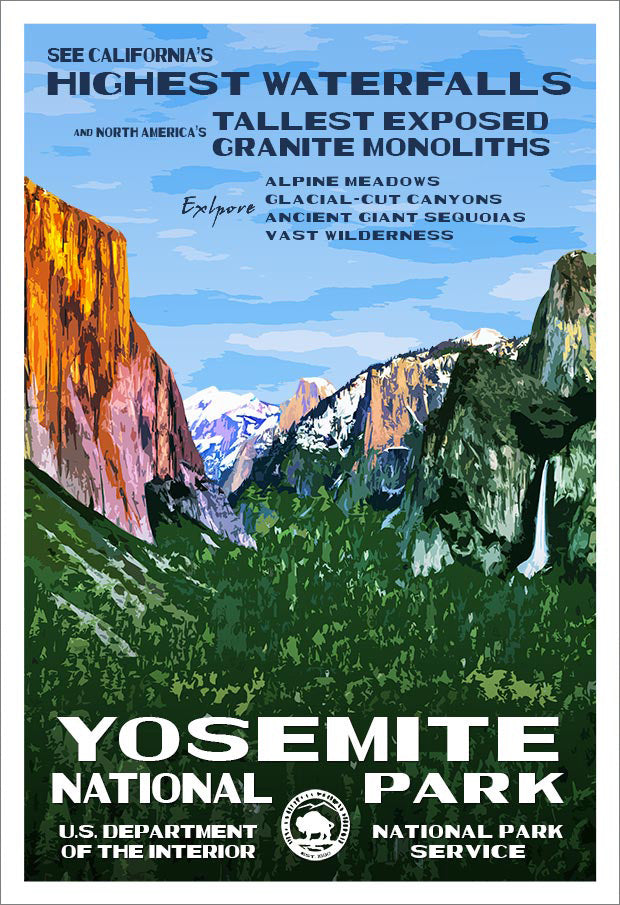 Yosemite National Park Poster and Map Bundle