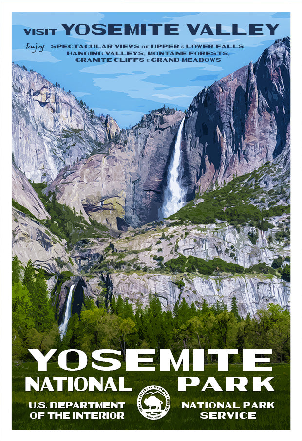 Yosemite National Park Poster Yosemite Falls Travel Poster National