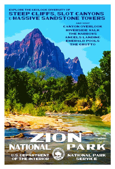 Zion National Park Poster and Map Bundle